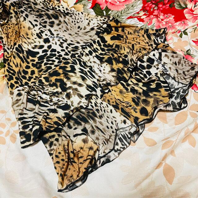 ★BabyPhat★ホルターネックミニワンピース★豹柄レオパード★2段フリル★茶