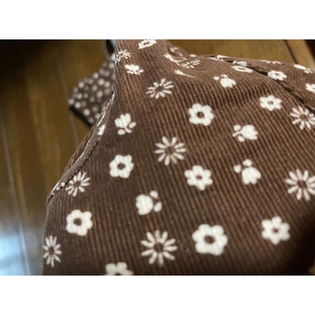 新品 未使用品 コーデュロイ ワンピース 茶色 タグ付 花柄 キッズ/ベビー/マタニティのキッズ服女の子用(90cm~)(ワンピース)の商品写真