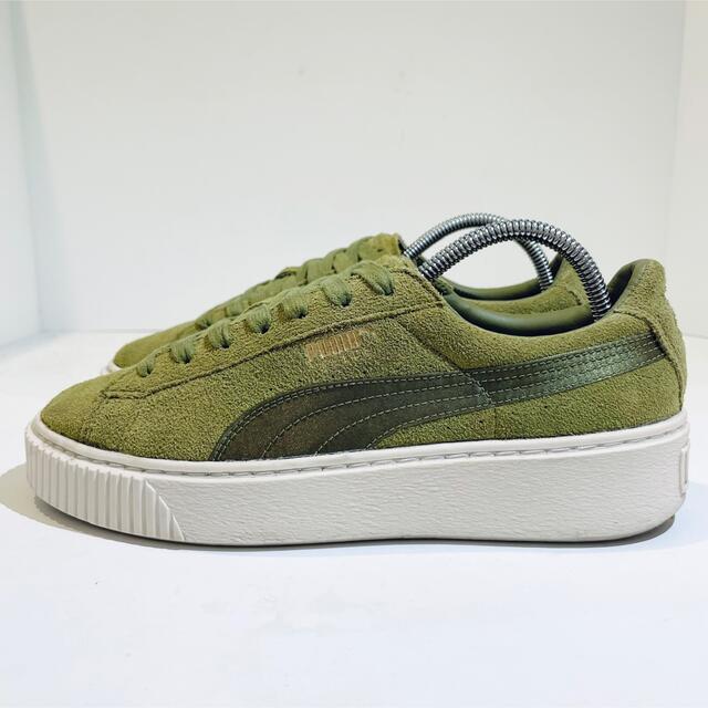 PUMA SUEDE PLATFORM SATIN★OLIVEオリーブ★24.5