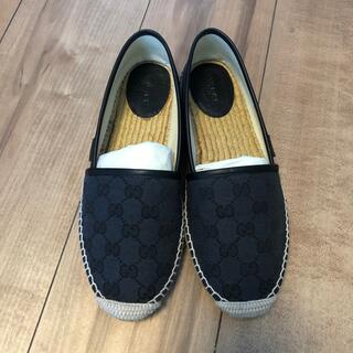 グッチ(Gucci)の美品 GUCCI エスパドリーユ 38 ブラック(スリッポン/モカシン)