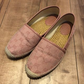 グッチ(Gucci)のグッチ GUCCI エスパドリーユ 38 ピンク(スリッポン/モカシン)