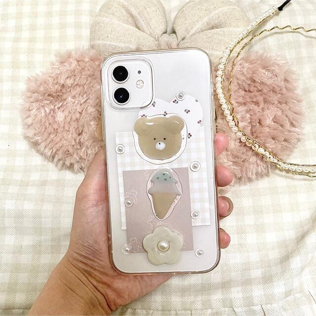 くまちゃんとアイスクリームのiPhoneケース スマホ/家電/カメラのスマホアクセサリー(iPhoneケース)の商品写真