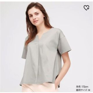 ユニクロ(UNIQLO)のマーセライズコットンキーネックTシャツ         L〜XL 新品・タグ付(カットソー(半袖/袖なし))