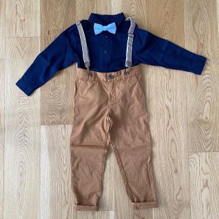 エイチアンドエム(H&M)のH&M 男の子フォーマル　104cmサスペンダー付きパンツ&シャツのセット　(ドレス/フォーマル)