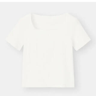 ジーユー(GU)のリブスクエアネックコンパクトT(半袖) オフホワイト(Tシャツ(半袖/袖なし))