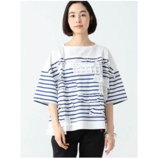 ビームスボーイ(BEAMS BOY)の美品　A × BEAMS BOY フリル ボーダーTシャツ(Tシャツ(半袖/袖なし))