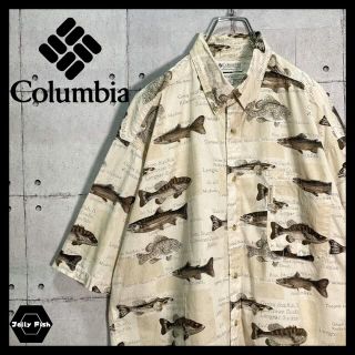 コロンビア(Columbia)の【希少】Columbia/コロンビア 総柄 魚柄 半袖シャツ XXLビッグサイズ(シャツ)