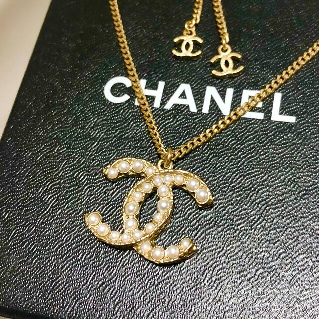 CHANEL - シャネル ネックレス ココマーク パール 真珠 ゴールド ラメ