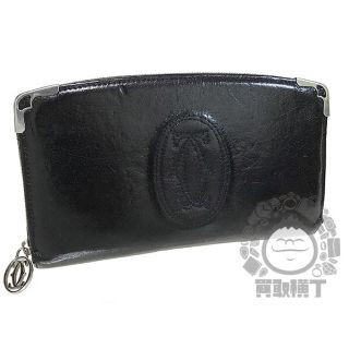 カルティエ(Cartier)のカルティエ マルチェロ 黒 革 ラウンドファスナー 長財布 【NT3145】(長財布)