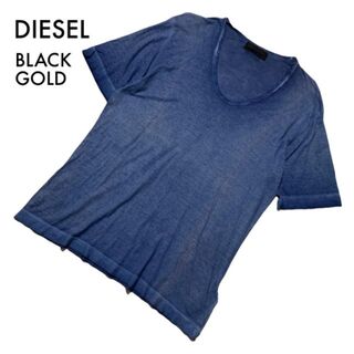 ディーゼル(DIESEL)のディーゼルブラックゴールド 半袖Tシャツ メンズS カットソート ネイビー 古着(Tシャツ/カットソー(半袖/袖なし))