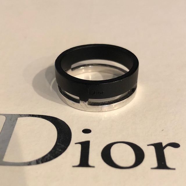 Dior Homme メンズリング19号　マットブラックxシルバーコンビ