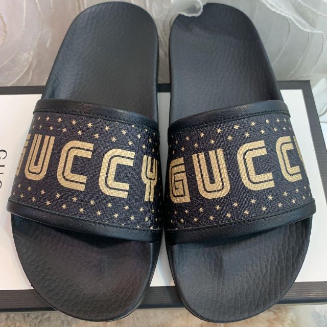 ☆新品☆GUCCI GUCCYプリント スライドサンダル 約23cm-