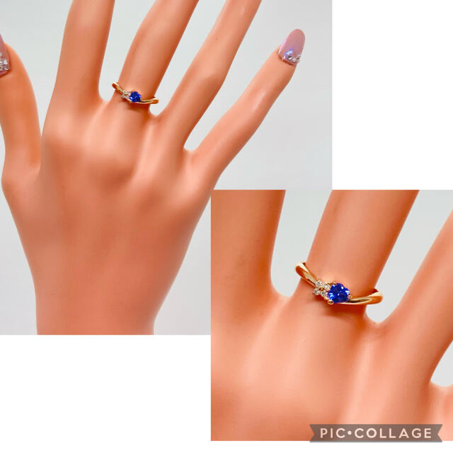 K10PG ダイヤモンド付 アイオライト リング レディースのアクセサリー(リング(指輪))の商品写真