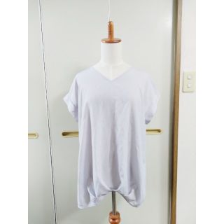 ライトグレー カットソー 夏  半袖 トップス ゆったり シンプル Tシャツ(カットソー(半袖/袖なし))