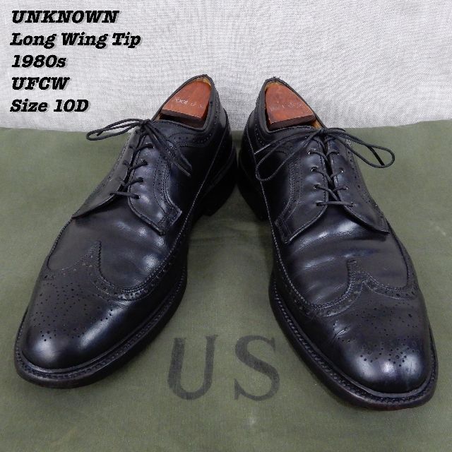 UNKNOWN Long Wing Tip Shoes 1980s 10D BK