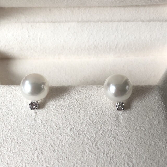 高価値 MIKIMOTO - ダイヤモンドパールイヤリング 約8ミリ K18 美品