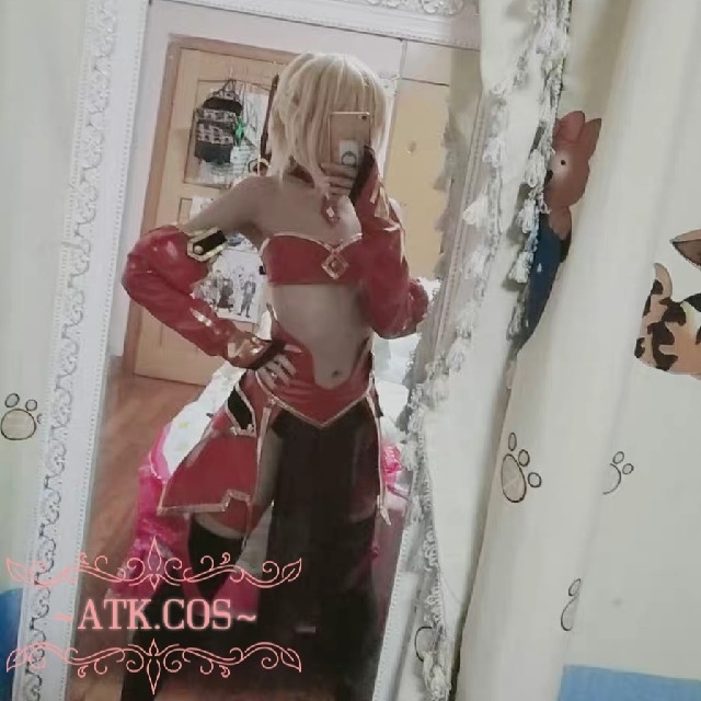 Q①1 モードレッド 戦闘服 ネロ コスプレ 衣装 レッド 上質 革 4