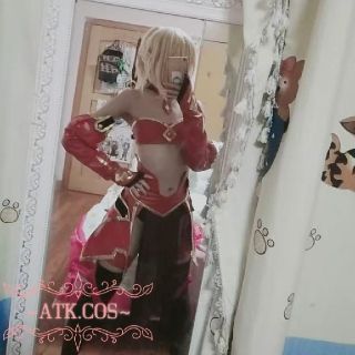 Q①1 モードレッド 戦闘服 ネロ コスプレ 衣装 レッド 上質 革