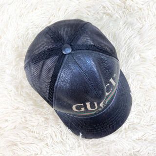紫③ 極美品♡グッチ ベースボールキャップ ロゴプリント シェリー
