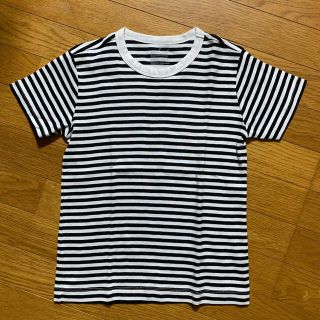 ムジルシリョウヒン(MUJI (無印良品))のTシャツ レディースM 無印良品 ボーダー 黒 美品 半袖 カットソー 綿(Tシャツ(半袖/袖なし))