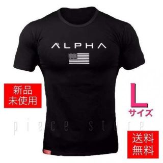 Tシャツ メンズジム筋トレフィットネススポーツウェア　黒ブラック　Lサイズ(Tシャツ/カットソー(半袖/袖なし))