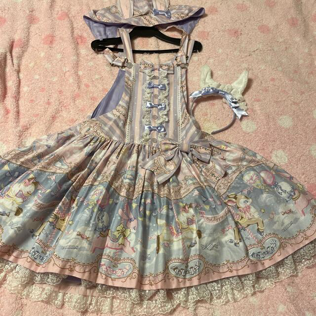 Angelic Pretty(アンジェリックプリティー)のFantasic Carnivalサロペット単品　ラベンダー レディースのパンツ(サロペット/オーバーオール)の商品写真