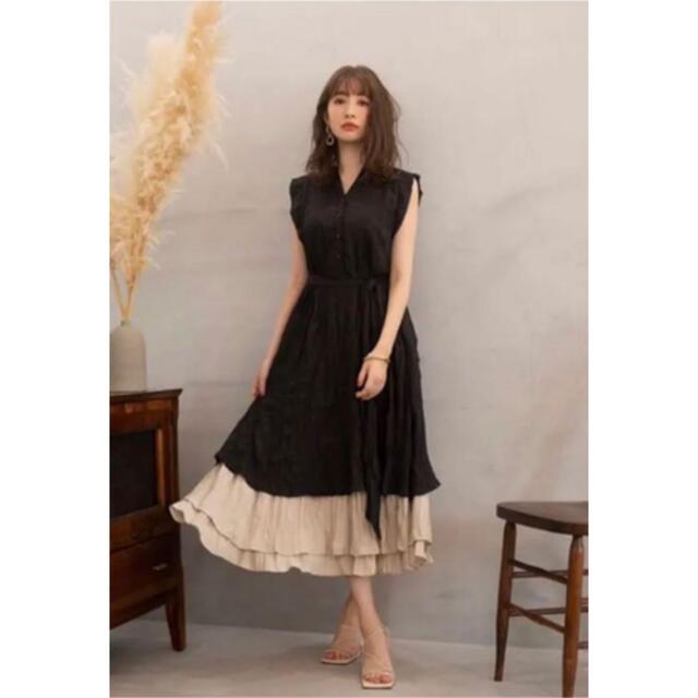 Her lip to(ハーリップトゥ)のherlipto Two-Tone Midsummer Dress black レディースのワンピース(ロングワンピース/マキシワンピース)の商品写真