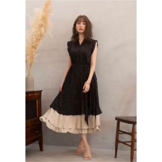 ハーリップトゥ(Her lip to)のherlipto Two-Tone Midsummer Dress black(ロングワンピース/マキシワンピース)