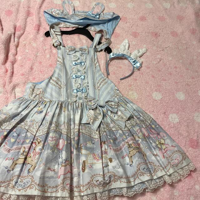 Angelic Pretty(アンジェリックプリティー)のFantasic Carnivalサロペット単品　サックス レディースのパンツ(サロペット/オーバーオール)の商品写真