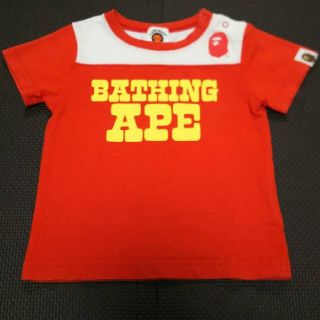 ベイプキッズ(BAPE KIDS)の赤80㎝黄色ベビーマイロBAPEキッズTシャツA BATHING APEキッズ猿(Ｔシャツ)