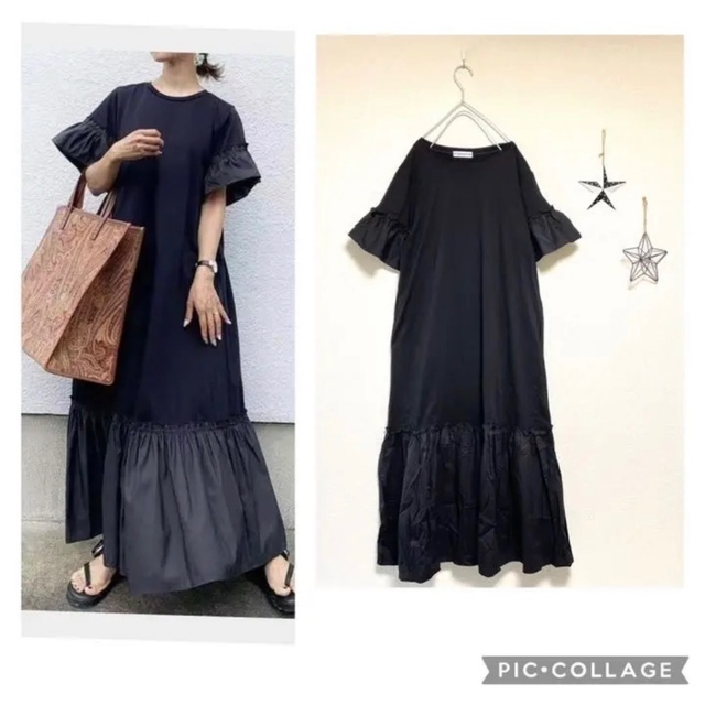 たく様専用 ❁black❁サイドストライプ❋ワンピース レディースのワンピース(ロングワンピース/マキシワンピース)の商品写真