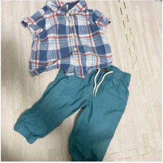 ベビーギャップ(babyGAP)のbaby gap チェック半袖シャツ＆パンツセット　9-12m 70〜80(シャツ/カットソー)