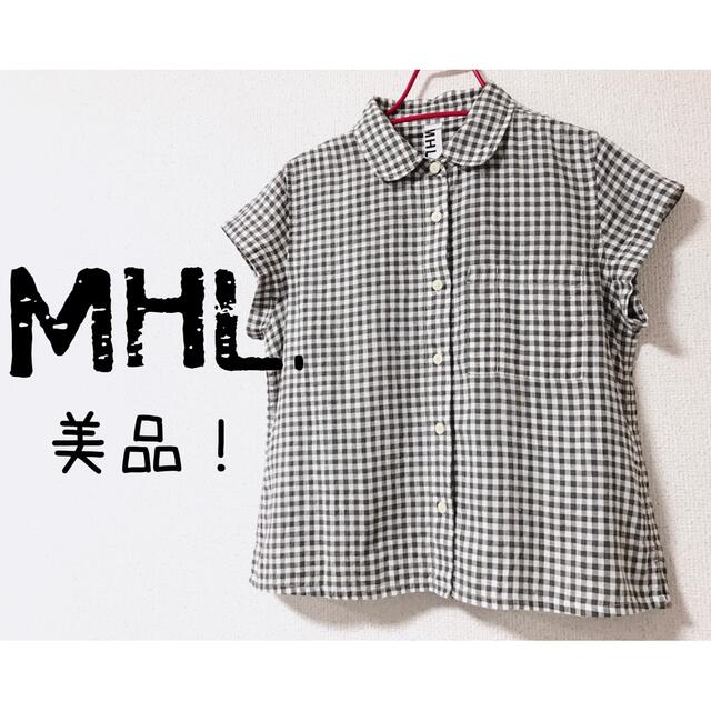 美品☆MHL.マーガレットハウエル ギンガムチェック半袖シャツ