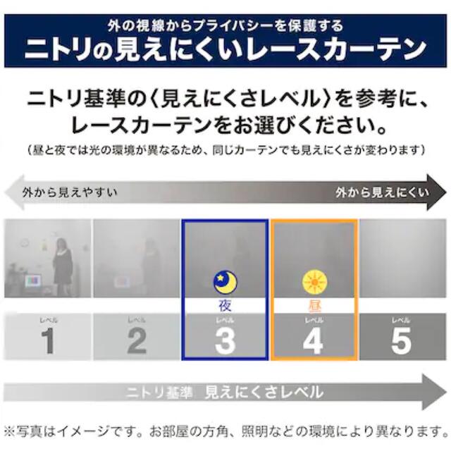 ニトリ(ニトリ)の【美品】ニトリ レースカーテン アラン 100×108×2 インテリア/住まい/日用品のカーテン/ブラインド(レースカーテン)の商品写真