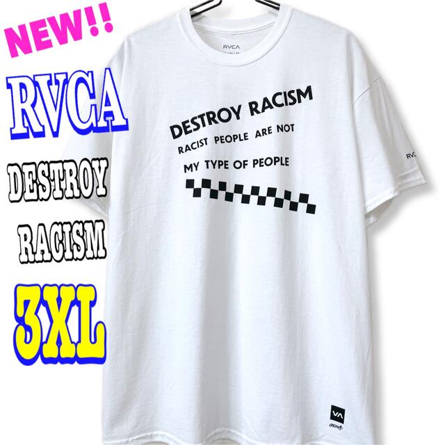 ビッグプリント ☆ RVCA   Destroy Tシャツ  3XL 4L 白