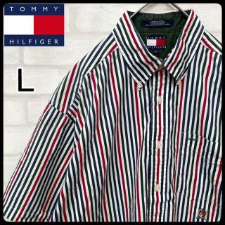 トミーヒルフィガー(TOMMY HILFIGER)の【旧タグ】トミーヒルフィガー 半袖 ストライプ シャツ ビッグ シルエット XL(シャツ)