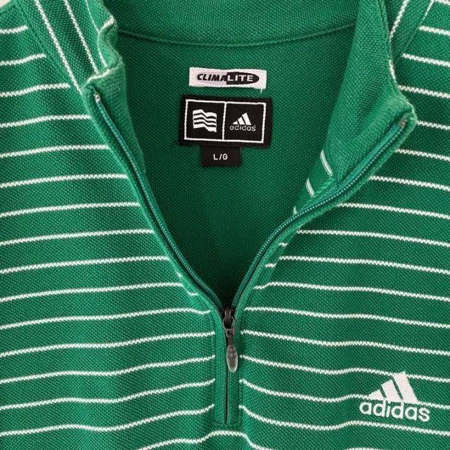 adidas(アディダス)の【人気カラー】adidas ハーフジップ  ポロシャツ L 緑 ビッグシルエット メンズのトップス(ポロシャツ)の商品写真