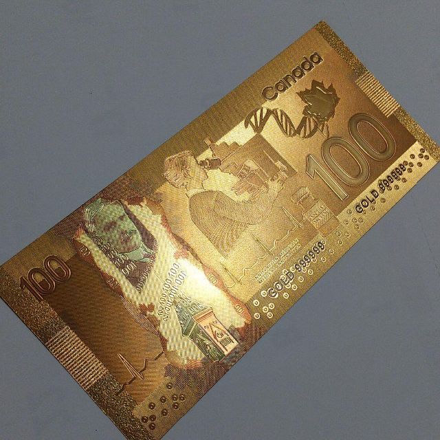 ゴールドお札２枚セット 100カナダドル CANADA DOLLAR GOLD ハンドメイドの生活雑貨(雑貨)の商品写真