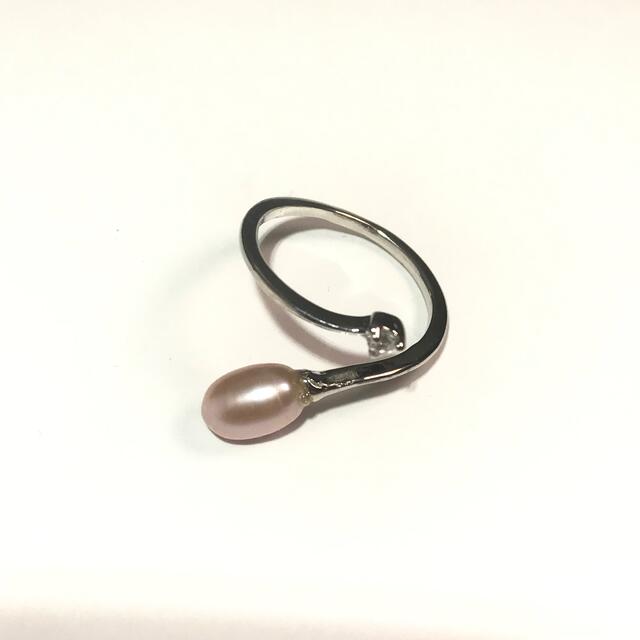 5A天然淡水本真珠 czダイヤ 7mm 指輪 シルバー 淡水真珠 薄いパープル色 レディースのアクセサリー(リング(指輪))の商品写真