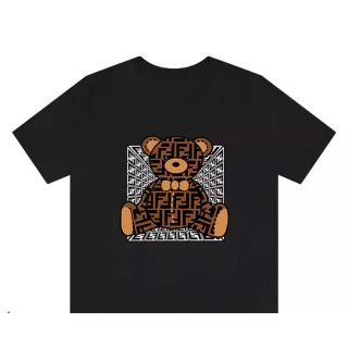 FFロゴテディベアビッグシルエットTシャツ ブラックXL アニマルプリント(Tシャツ(半袖/袖なし))