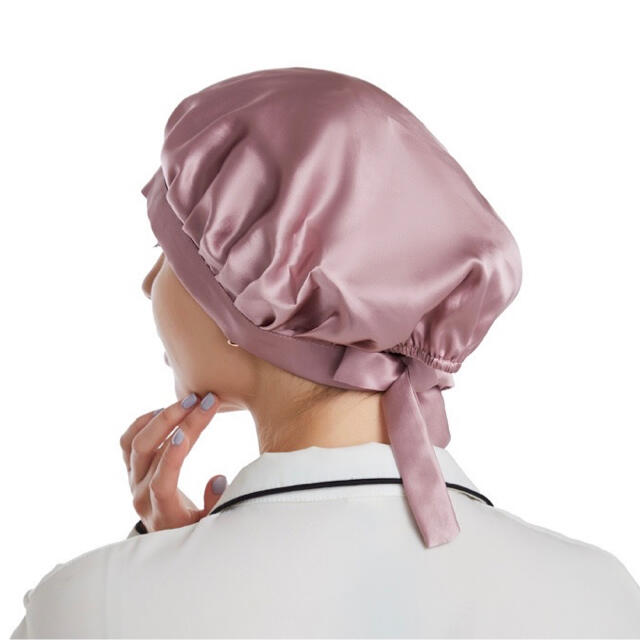 天然シルク 100% ナイトキャップ ピンク コスメ/美容のヘアケア/スタイリング(ヘアケア)の商品写真