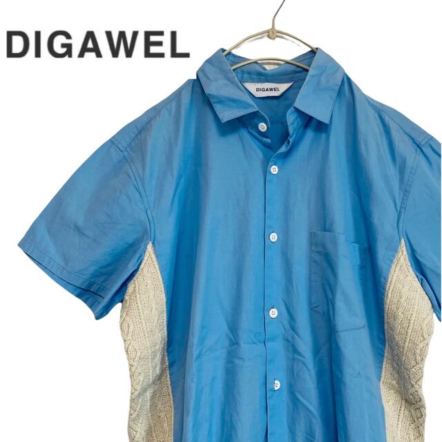 【キレイめ・ドッキング好き向け】 DIGAWEL ニットドッキング半袖シャツ