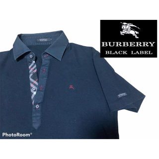 バーバリーブラックレーベル(BURBERRY BLACK LABEL)のBurberry ポロシャツ　メンズ　ノバチェック　赤刺繍(ポロシャツ)