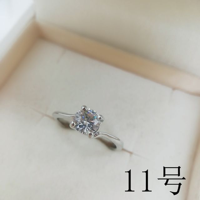 tt11054閉店セール11号リング一粒石細身czダイヤモンドリング レディースのアクセサリー(リング(指輪))の商品写真