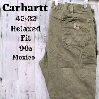 カーハート(carhartt)の希少90sカーハート42×32ペインターパンツボトムスグリーン古着(ペインターパンツ)