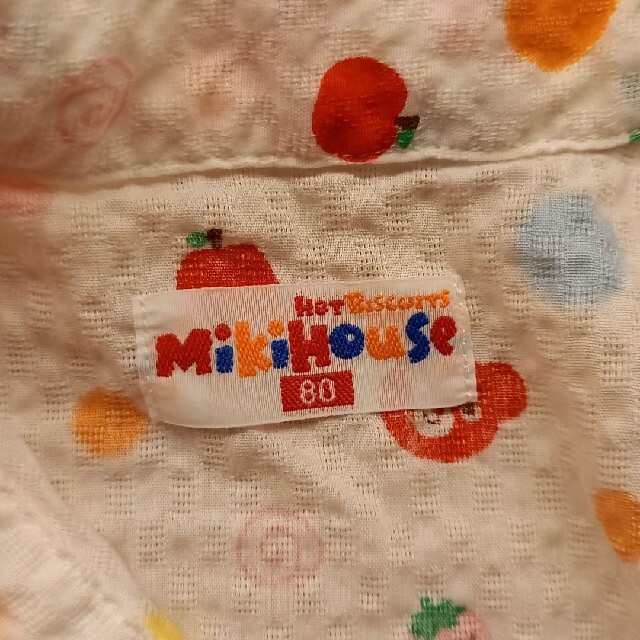 mikihouse(ミキハウス)の【ミキハウス】 甚平 ロンパース 白 ワッフル 80 女の子 綿100% キッズ/ベビー/マタニティのキッズ服女の子用(90cm~)(甚平/浴衣)の商品写真