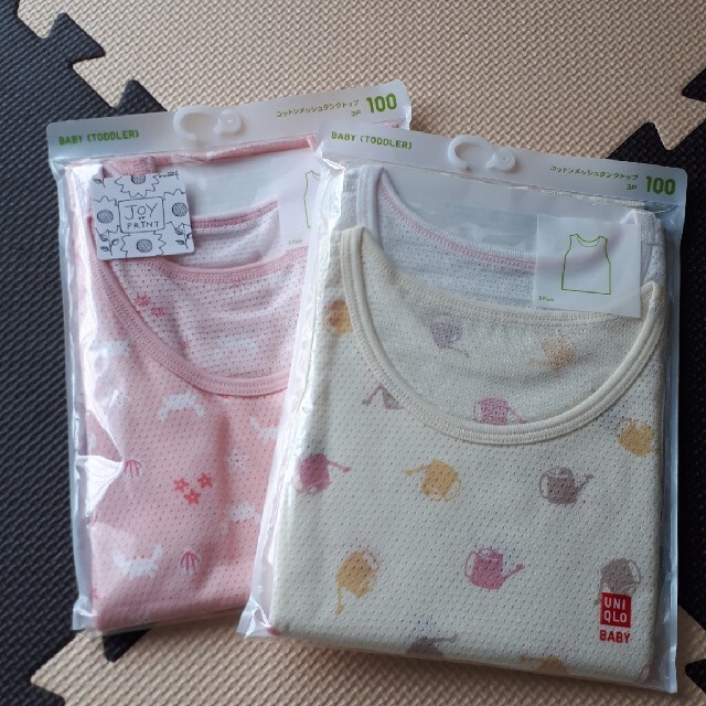 UNIQLO(ユニクロ)の4枚セット！ユニクロ☆コットンメッシュタンクトップ　100㎝ キッズ/ベビー/マタニティのキッズ服女の子用(90cm~)(下着)の商品写真