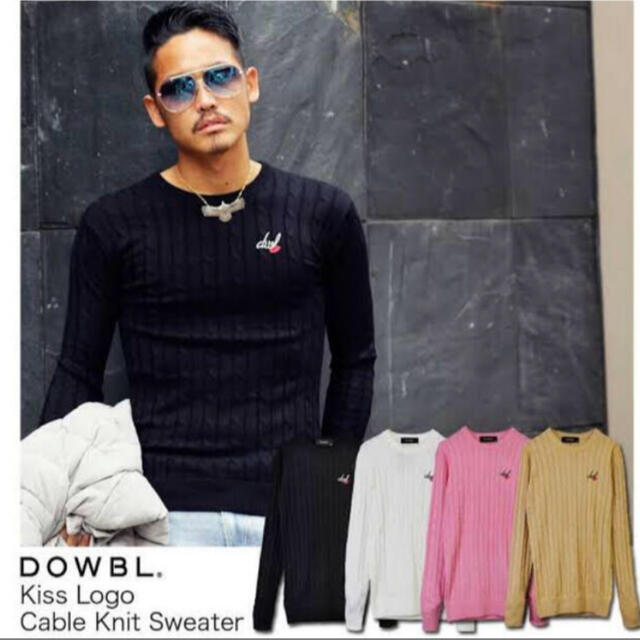 DOWBL(ダブル)のDOWBL セーター　キスロゴ　黒　42 メンズのトップス(Tシャツ/カットソー(半袖/袖なし))の商品写真