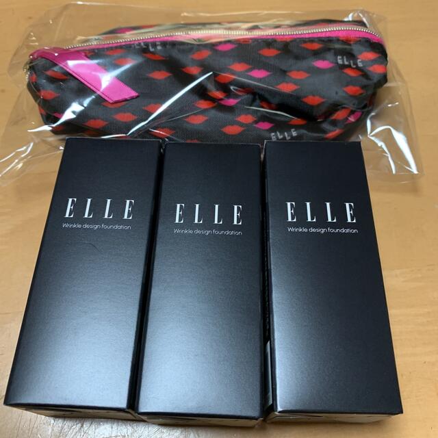 ELLE(エル)のELLE リンクルデザインFD　　3本セット＋ポーチ コスメ/美容のベースメイク/化粧品(ファンデーション)の商品写真