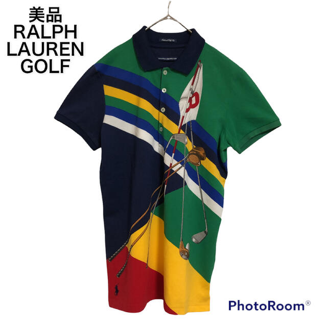 POLO RALPH LAUREN(ポロラルフローレン)の美品 ラルフローレンゴルフ ポロシャツ ビックプリント 希少デザイン Mサイズ スポーツ/アウトドアのゴルフ(ウエア)の商品写真